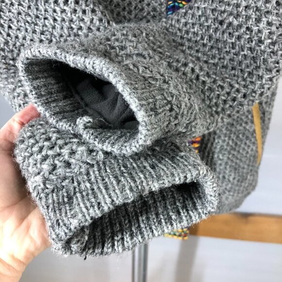 KYBER OUTERWEAR 100% Wool Handmade Textured Chunky Knit Zip Cardigan Jacket Sz L - Picture 4 of 15